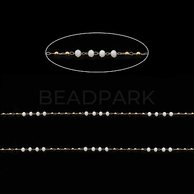 Rondelle Glass Beaded Link Chains CHS-G028-07G-01-1