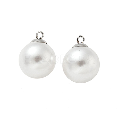Plastic Imitation Pearl Beads Pendants STAS-Z009-02F-P-1