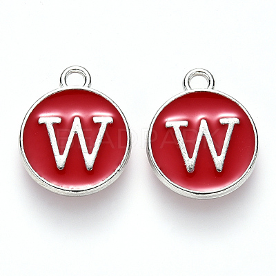 Platinum Plated Alloy Enamel Charms X-ENAM-S118-03W-P-1