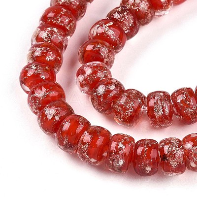 Luminous Handmade Gold Foil Glass Beads Strands FOIL-N029-02A-07-1