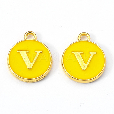 Golden Plated Alloy Enamel Charms ENAM-S118-09V-1