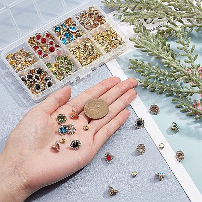 120 Sets 6 Colors Alloy Rhinestones Rivets FIND-WR0003-09-1