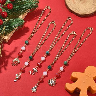 Christmas Alloy Enamel Pendant Decorations HJEW-JM01153-1