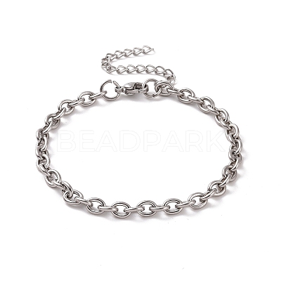Non-Tarnish 304 Stainless Steel Cable Chain Bracelet for Men Women BJEW-E031-01P-07-1