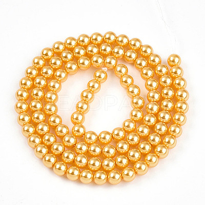 Baking Paint Pearlized Glass Pearl Bead Strands HY-N002-4mm-A08-1