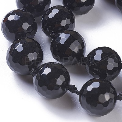 Dyed & Heated Natural Black Agate Beads Strands G-F620-05A-18mm-1
