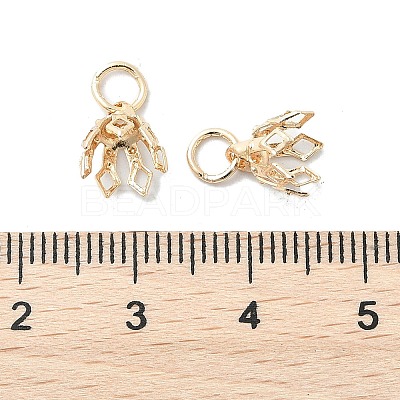 Flower Rack Plating Brass Filigree Bead Cap Bails X-KK-L102-27G-01-1