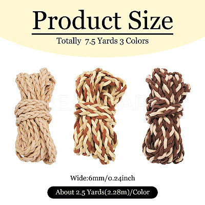 7.5 Yards 3 Colors  Braided Flat Faux Suede Cord LW-TA0001-04-1