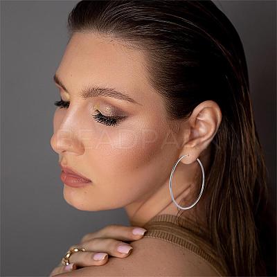Anti-Tarnish Rhodium Plated 925 Sterling Silver Hoop Earrings Endless Unisex Small Hoop Earrings 40mm Gold Plating Huggie Hoop Earrings for Women Men JE1076A-05-1