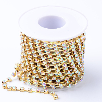 Iron Rhinestone Strass Chains CHC-T002-SS10-02C-1-1