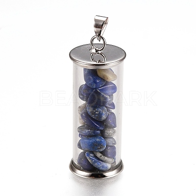 Alloy & Glass Wish Bottle Pendants G-Z017-02-1
