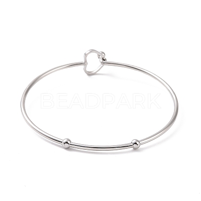 Non-Tarnish 201 Stainless Steel Hollow Out Heart Bangle BJEW-P285-01P-1