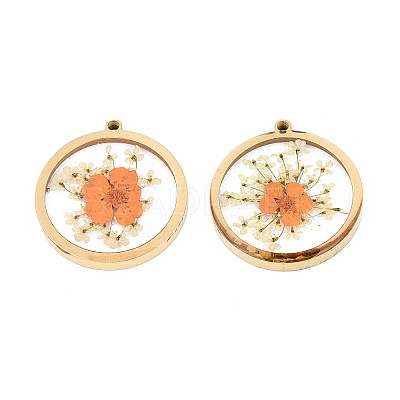 304 Stainless Steel Epoxy Resin Pendants STAS-T072-21-1