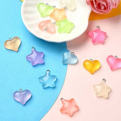 15Pcs 15 Styles Luminous Transparent Resin Pendants RESI-YW0001-79-1