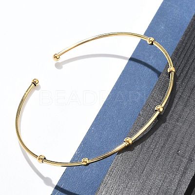 304 Stainless Steel Arm Cuff Bangles for Women AJEW-P127-03G-1