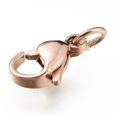 Ion Plating(IP) 304 Stainless Steel Lobster Claw Clasps STAS-G240-01C-RG-1