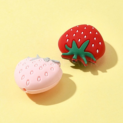 10Pcs 2 Colors Strawberry Food Grade Eco-Friendly Silicone Focal Beads SIL-FS0001-11-1