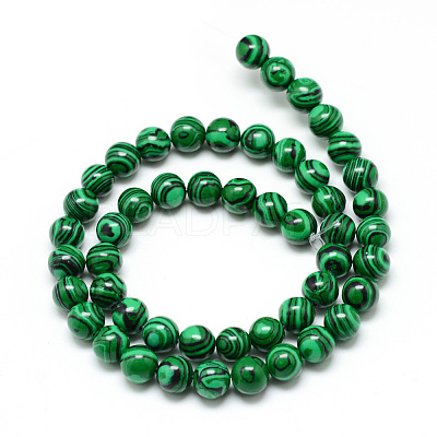 Synthetic Malachite Beads Strands X-G-T053-6mm-05-1