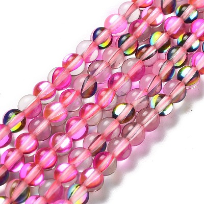 Synthetic Moonstone Beads Strands G-P528-J01-10-1