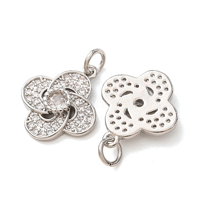 Brass Micro Pave Clear Cubic Zirconia Pendants CU-CBA2907-03C-P-1