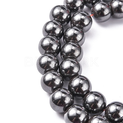 Magnetic Synthetic Hematite Beads Strands G-Q893-12mm-1