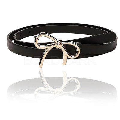 Alloy Bowknot PU Leather Chain Belts for Women AJEW-WH20019-67G-01-1