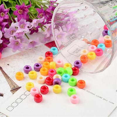 Opaque Acrylic European Large Hole Beads X-PL338-1
