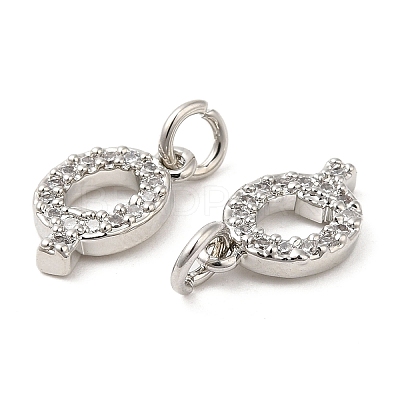 Brass Micro Pave Grade AAA Cubic Zirconia Charms ZIRC-P067-11P-Q-NR-1