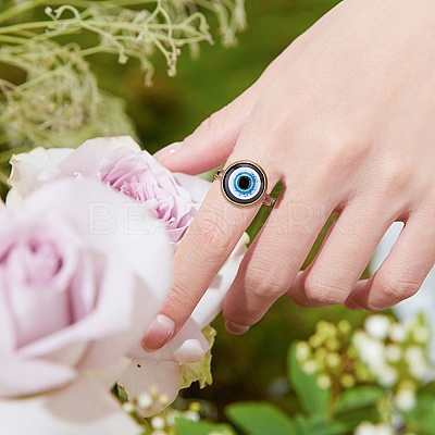 10Pcs Plastic Evil Eye Adjustable Rings Set RJEW-AR0002-04-1