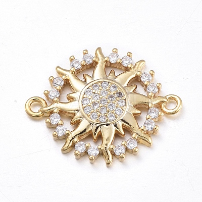 Brass Micro Pave Clear Cubic Zirconia Links connectors ZIRC-L085-74G-1