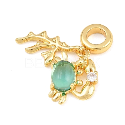 Brass Micro Pave Cubic Zirconia European Dangle Charms KK-CBAEBFB-17G-1