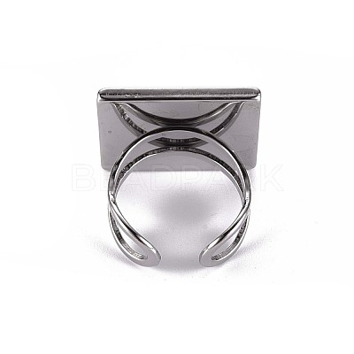 Tarnish Resistant 201 Stainless Steel Cuff Pad Ring Settings STAS-S080-041F-P-1