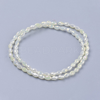 1 Strand Electroplate Glass Beads Strands X-EGLA-J013-4X6mm-F03-1