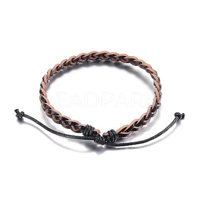 Adjustable Braided Leather Cord Bracelets BJEW-P099-21B-1