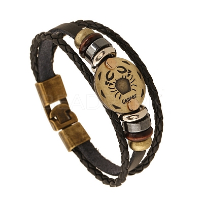 Braided Cowhide Cord Multi-Strand Bracelets PW-WG49322-07-1