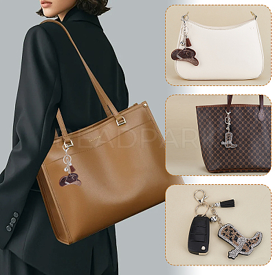 2Pcs 2 Styles PU & Rhinestone Keychains KEYC-GA0001-58-1