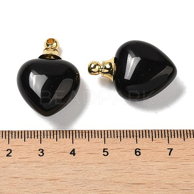 Natural Obsidian Perfume Bottle Pendants G-Z039-03G-04-1