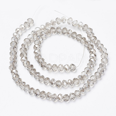 Electroplate Transparent Glass Beads Strands EGLA-A034-T6mm-E15-1