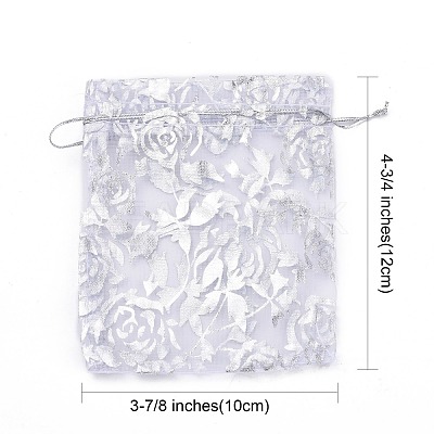 Rose Printed Organza Bags X-OP-R021-10x12-03-1