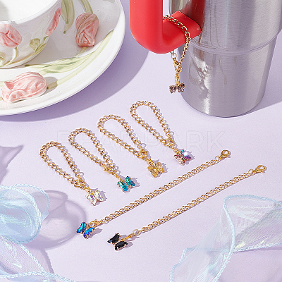 Butterfly Brass Glass Cup Charms HJEW-UN00017-1