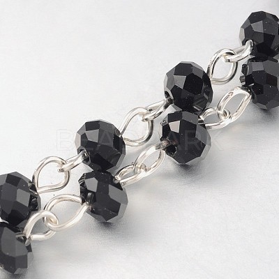 Handmade Rondelle Glass Beads Chains for Necklaces Bracelets Making X-AJEW-JB00121-03-1