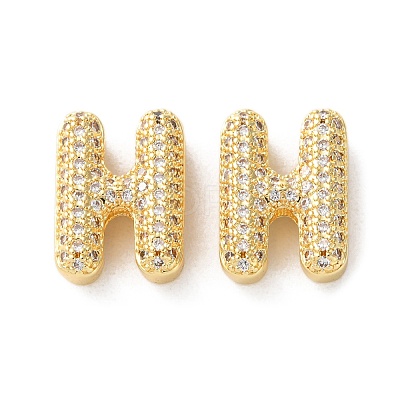 Rack Plating Brass Micro Pave Cubic Zirconia Slide Charms KK-C084-34G-H-1