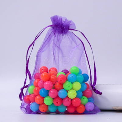 Rectangle Organza Drawstring Bags CON-PW0001-054C-19-1