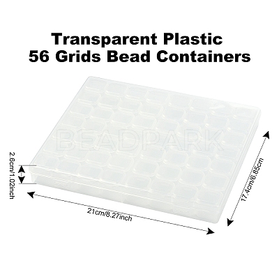 1Pc Transparent Plastic 56 Grids Bead Containers CON-YW0001-86-1