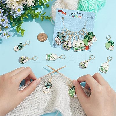 Pot Culture Alloy Enamel Pendant Stitch Markers HJEW-AB00476-1