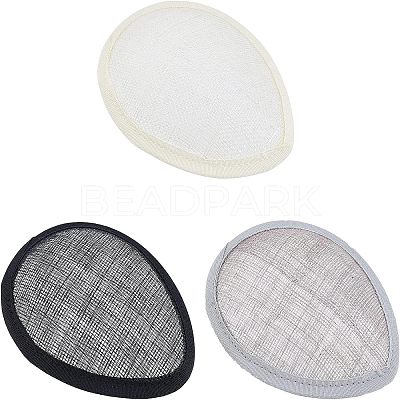 3Pcs 3 Colors Linen Teardrop Fascinator Hat Base for Millinery AJEW-CA0002-77-1