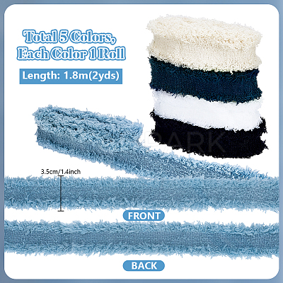 10 Yards 5 Colors Polyester Raw Edge Lace Trim SRIB-PH0001-86-1
