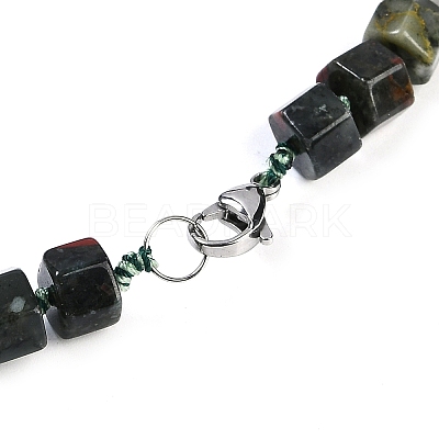 Natural Bloodstone Hexagon Prism Graduated Beaded Necklaces for Women Men NJEW-K388-03Q-1