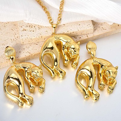 Brass Stud Earrings & Pendant Necklaces Sets for Women FS-WGDC970-02-1