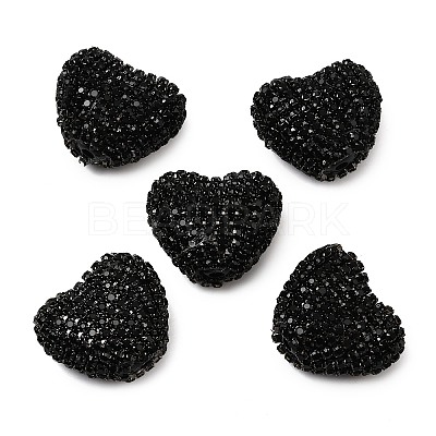 Sparkling Acrylic Heart Beads with Rhinestone Embellishment OACR-NH0001-02B-08-1